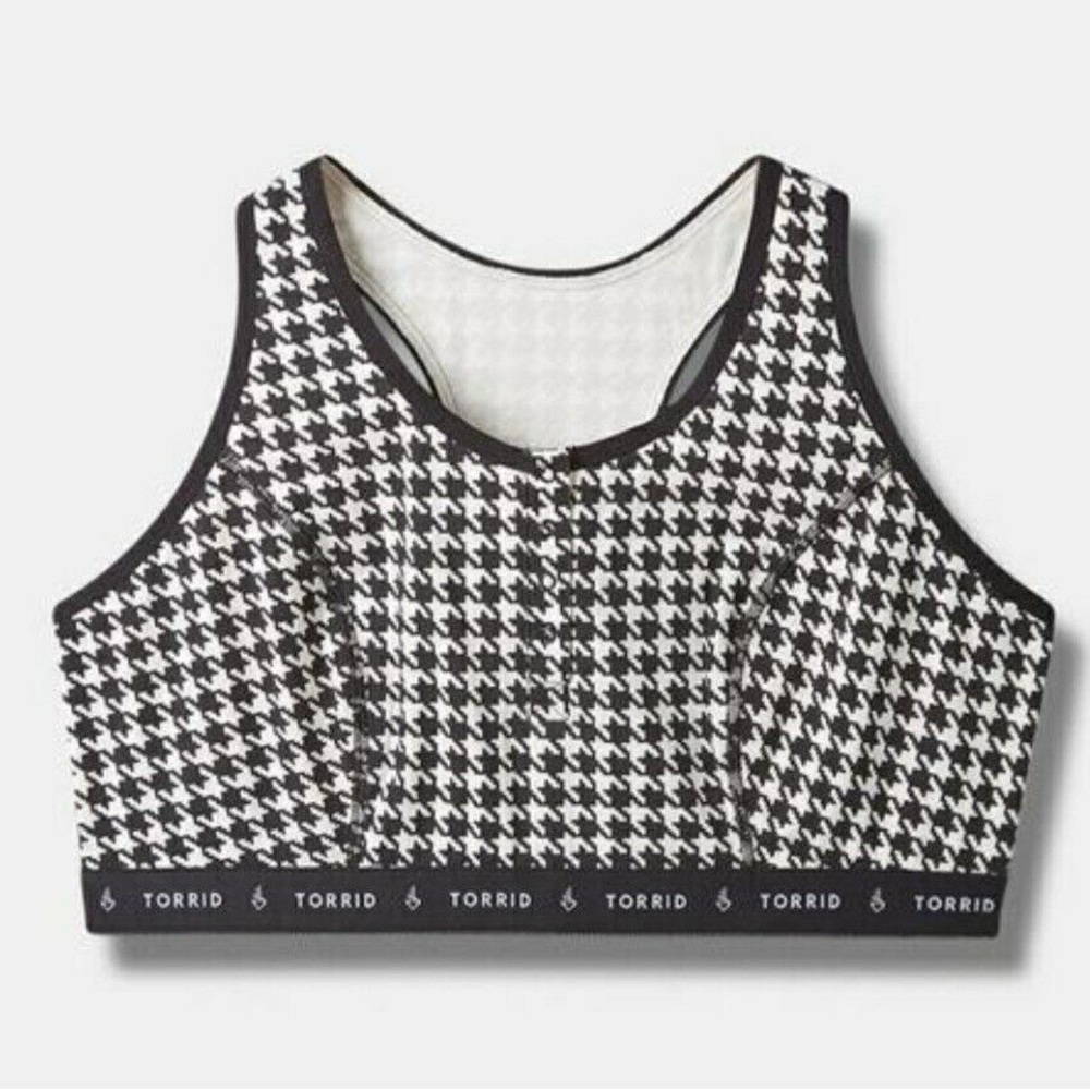 Torrid black & white Herringbone Plaid Lightly Lined Rib Henley Bralette NWT 3X